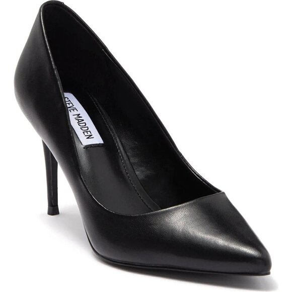 Steve Madden BNWOT "Luiza" black leather pointed toe heels classic - Picture 1 of 9